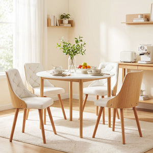 Round Dining Table Set | 5 Piece | 4 PU Leather Chairs | White