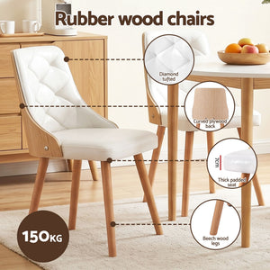 Round Dining Table Set | 5 Piece | 4 PU Leather Chairs | White