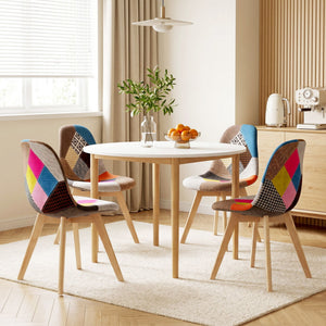 Dining Table & 4 Fabric Eiffel Chairs Set | White