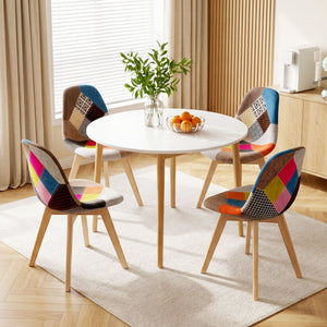 Dining Table & 4 Fabric Eiffel Chairs Set | White