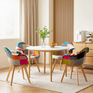Dining Table & 4 Mid Century Chairs Set | White