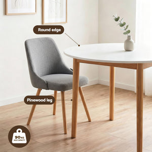 Round Dining Table Set | 5 Piece Compact Kitchen Set | White, Natural & Grey