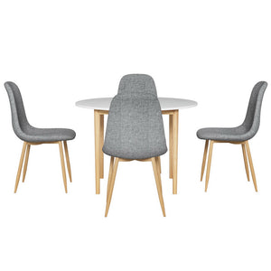 Dining Set | 1 Table & 4 Chairs | White & Grey Finish
