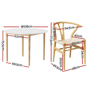 Dining Set | 1 Table & 4 Chairs | Wishbone Wood Design