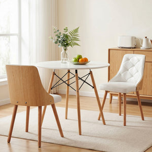 Round Dining Set | 3 Piece | 90cm Table & 2 Chairs | White