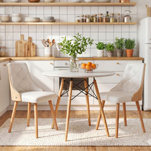 Round Dining Set | 3 Piece | 90cm Table & 2 Chairs | White