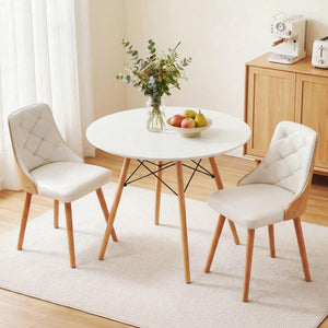Round Dining Set | 3 Piece | 90cm Table & 2 Chairs | White