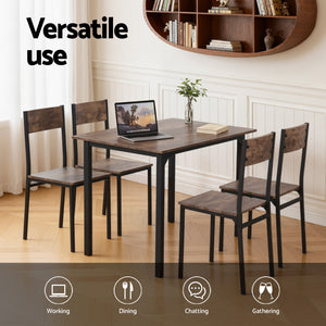 5pc Compact Dining Set | Rustic Brown Finish
