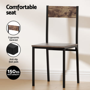 5pc Compact Dining Set | Rustic Brown Finish