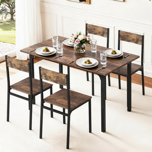 5pc Compact Dining Set | Rustic Brown Finish