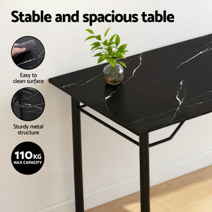 Compact Dining Set 5pc | Table + 4 Chairs | Marble Black
