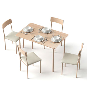 Small Dining Table Set 5pc | Natural Beige Finish