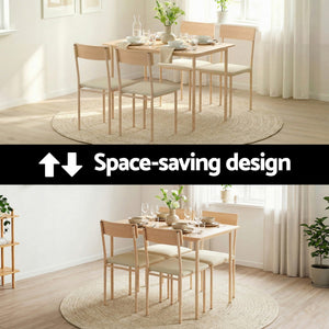 Small Dining Table Set 5pc | Natural Beige Finish