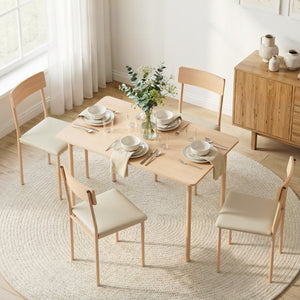 Small Dining Table Set 5pc | Natural Beige Finish