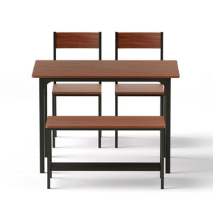 Dining Set 4pc | Table + Storage Bench | Walnut Finish