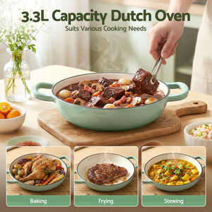 Enamelled Cast Iron Dutch Oven | 3.3L | Lid Included | Sourdough Baking Pot