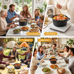 Pre-Seasoned Cast Iron Dutch Oven | 5L | 2-In-1 Pot with Lid
