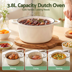 Enamelled Cast Iron Dutch Oven | 3.8L | Lid Included | Sourdough Baking Pot