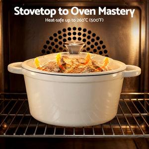Enamelled Cast Iron Dutch Oven | 3.8L | Lid Included | Sourdough Baking Pot
