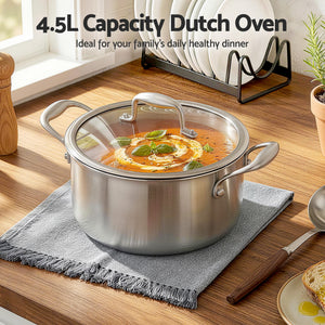 Stainless Steel Dutch Oven | 4.5L | 24cm Cooking Pot with Lid