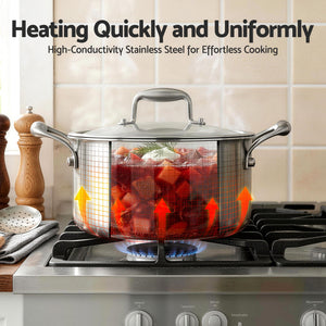 5-Star Chef 4.5L 24cm Stainless Steel Dutch Oven Pot with Lid and Stay-Cool Handle