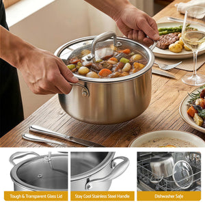 Stainless Steel Dutch Oven | 4.5L | 24cm Cooking Pot with Lid