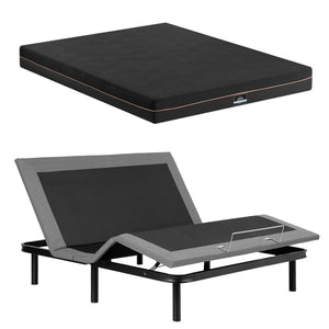 Artiss King size bed frame with Giselle Bedding King Mattress, adjustable bed Base Combo for Snoring Relief, Independent Head Foot Incline, Wireless Remote, Black,18cm Thickness