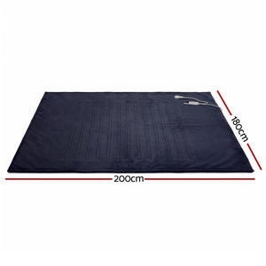 Electric Heated Throw Rug | Double 200x180cm | Coral Fleece | Charcoal