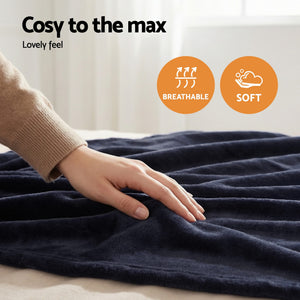 Electric Heated Throw Rug | Double 200x180cm | Coral Fleece | Charcoal