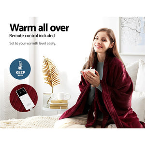 Electric Throw Rug | Heated Blanket | Fleece | Red