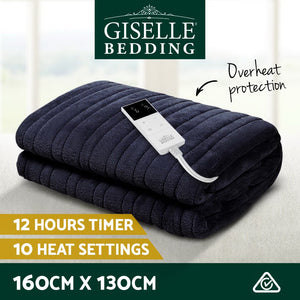Bedding | Heated Electric Throw Rug | Fleece | Snuggle Blanket | Washable | Charcoal