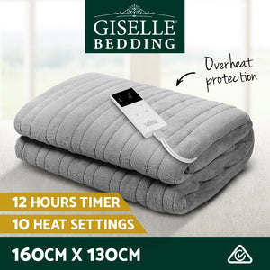 Bedding | Heated Electric Throw Rug | Fleece | Snuggle Blanket | Washable | Silver
