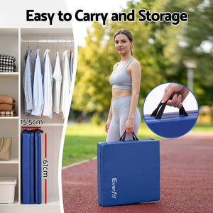 Gymnastics Mat | 180 x 60cm Folding Exercise Floor Mat | Blue