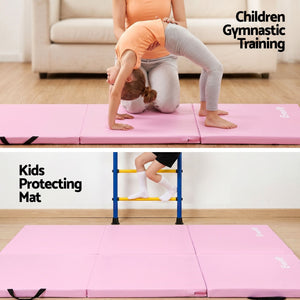 Gymnastics Mat | 180 x 60cm Folding Exercise Floor Mat | Pink