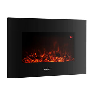 Devanti Electric Fireplace Fire Heater | 2000W | Black