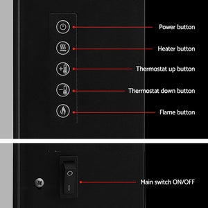 Devanti Electric Fireplace Fire Heater | 2000W | Black