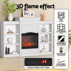 Devanti 2000W Electric Fireplace | Fire Heater | White