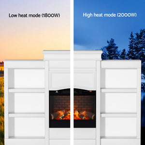 Devanti 2000W Electric Fireplace | Fire Heater | White