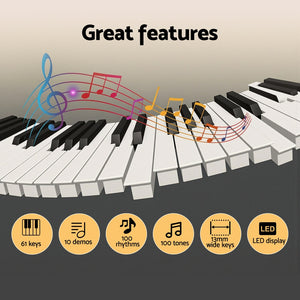 Alpha 61-Key Digital Piano | Electric Keyboard for Kids | Black Music Gift