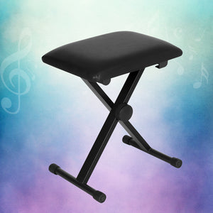 Alpha | Piano Stool | Adjustable Height | Keyboard Seat | Portable Bench Chair | Black