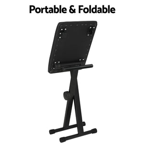 Alpha | Piano Stool | Adjustable Height | Keyboard Seat | Portable Bench Chair | Black