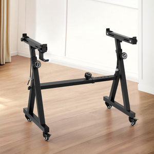 Alpha Piano Stand | Heavy Duty | Adjustable Z-Frame | Lockable Wheels | Black