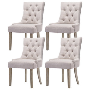 Artiss Dining Chairs | Set of 4 | Linen | French Provincial | Beige