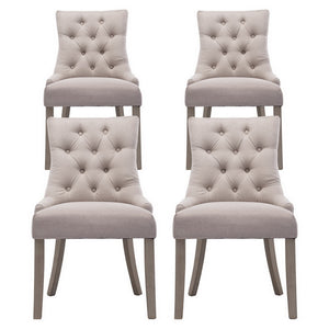 Artiss Dining Chairs | Set of 4 | Linen | French Provincial | Beige