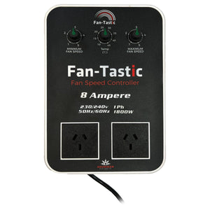 FAN-TASTIC 8A Hybrid Fan Controller | Silent Digital Temp Control + Fan Speed | Night Humidity Mode | Grow Room Climate Control