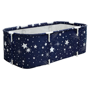 Portable Foldable Bath Tub | Inflatable PVC Spa Bucket | 134x65cm | Star Navy