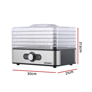 Devanti 5 Trays Food Dehydrator | Stainless Steel Tray