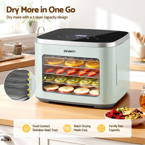 Mini Food Dehydrator | 5 Tray Fruit Dryer | Green