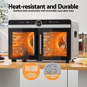 Devanti Food Dehydrator | 16 Trays | Dual-Zone | Stainless Steel