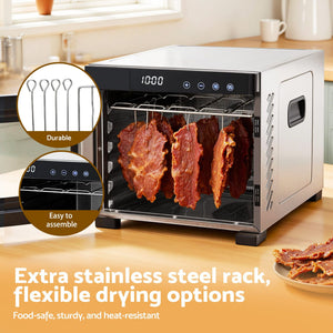 Devanti Food Dehydrator 6 Tray Fruit Dryer Jerky Maker With Stainless Steel Rack